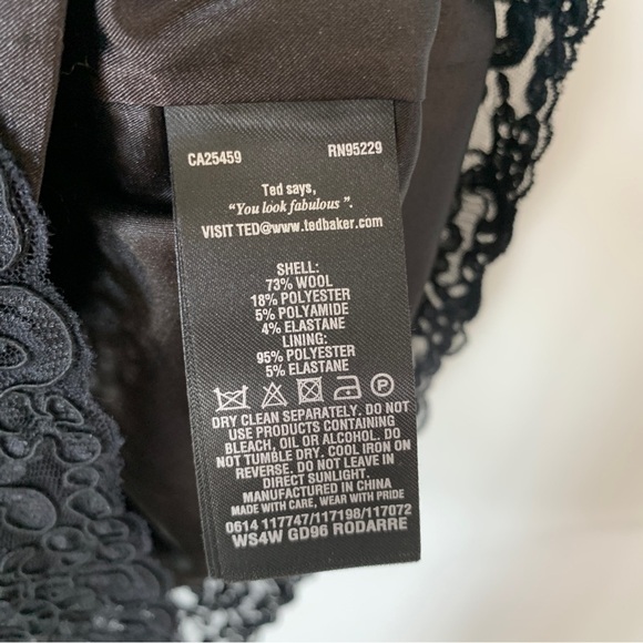 Ted Baker Black Cap Sleeve Wool blend Dress Size 0 - Picture 7 of 11